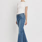 High Rise Slant Hem Flare Jeans