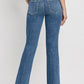 High Rise Slant Hem Flare Jeans