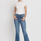 High Rise Slant Hem Flare Jeans