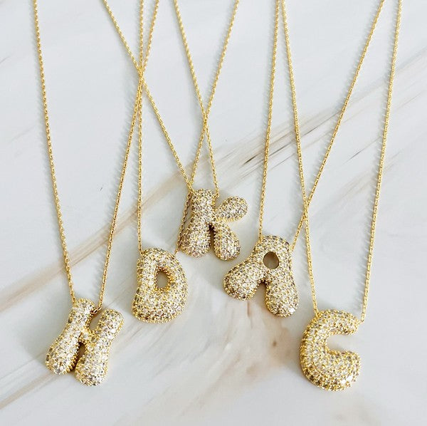 Crystal Bubble Initial Necklace