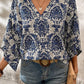 Vintage Flower Tree Quarter Sleeve Blouse Top