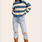 Striped Round Neck Loose Fit Sweater