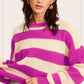 Striped Round Neck Loose Fit Sweater