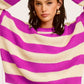 Striped Round Neck Loose Fit Sweater