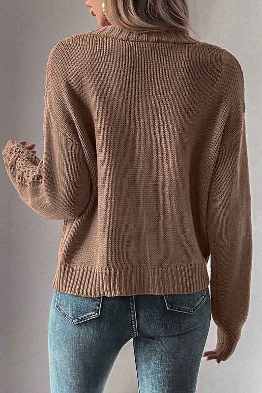 Open Knit Drop Shoulder Cardigan