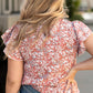 Floral Ruffled Sleeve Plus-Size Blouse