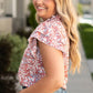 Floral Ruffled Sleeve Plus-Size Blouse