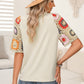 Floral Crochet Sleeve Relaxed Top