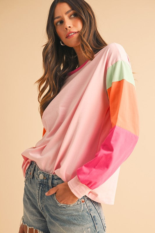 Color Block Drop Sleeve Top