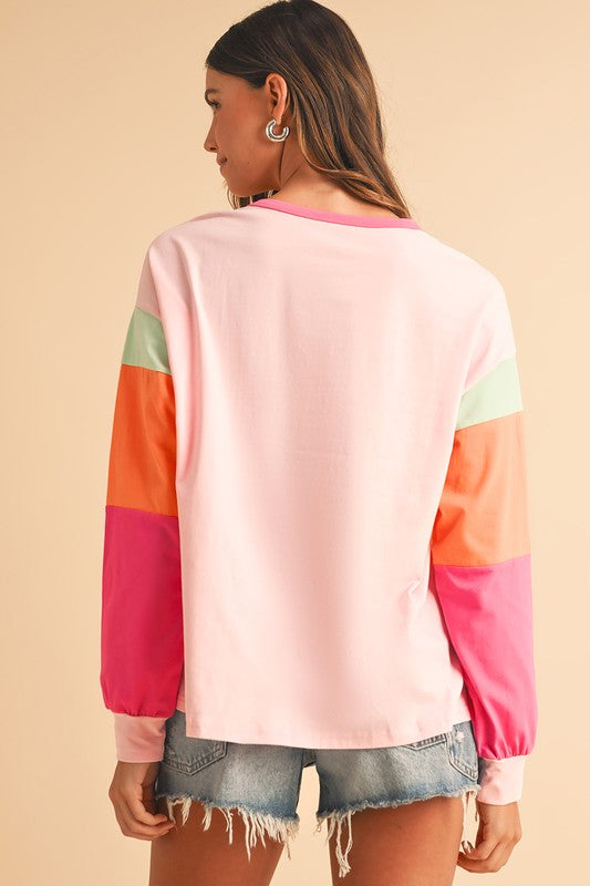 Color Block Drop Sleeve Top