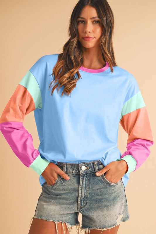 Color Block Drop Sleeve Top