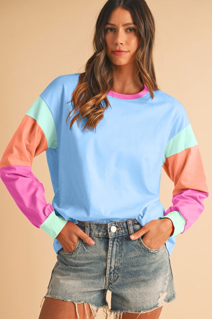 Color Block Drop Sleeve Top