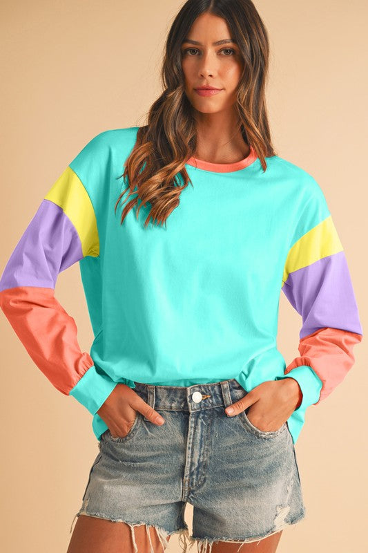 Color Block Drop Sleeve Top