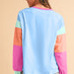 Color Block Drop Sleeve Top