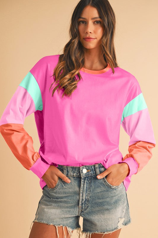 Color Block Drop Sleeve Top