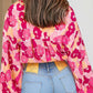 Blooming Floral Print Puff Sleeve Buttoned Shirt