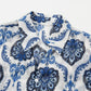 Tribal Pattern Print Buttoned V Neck Loose Shirt