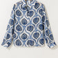 Tribal Pattern Print Buttoned V Neck Loose Shirt