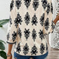 Ethnic Abstract Print Puff Sleeve V Neck Blouse