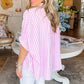 Women Stripe Dolman Sleeve Oversize Shirt