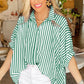 Women Stripe Dolman Sleeve Oversize Shirt