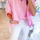 Women Stripe Dolman Sleeve Oversize Shirt