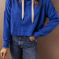 Drop Shoulder Drawstring Cropped Hoodie