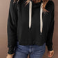 Drop Shoulder Drawstring Cropped Hoodie