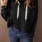 Drop Shoulder Drawstring Cropped Hoodie