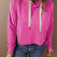 Drop Shoulder Drawstring Cropped Hoodie