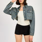 EMBROIDERED DENIM CROP JACKET