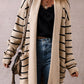 Stripe Side Pockets Open Front Cardigan