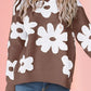 Vintage Flower Drop Shoulder Loose Sweater