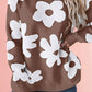 Vintage Flower Drop Shoulder Loose Sweater