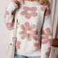 Vintage Flower Drop Shoulder Loose Sweater