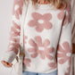 Vintage Flower Drop Shoulder Loose Sweater