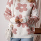 Vintage Flower Drop Shoulder Loose Sweater