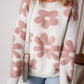 Vintage Flower Drop Shoulder Loose Sweater