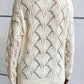 Women Hollow Out Knit V Neck Drop Shoulder Sweater