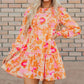 Women Smocked Lantern Sleeve Ruffle Mini Dress