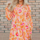 Women Smocked Lantern Sleeve Ruffle Mini Dress