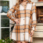 Pattern Collared Neck Ruffled Sleeve Shirt Dress