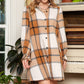 Pattern Collared Neck Ruffled Sleeve Shirt Dress