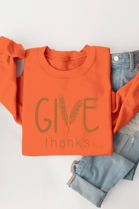 Give Thanks Graphic Fleece Sweatshirts