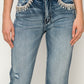 HIGH RISE CRYSTAL EMBELLISHED CROP STRAIGHT JEANS