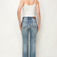 HIGH RISE CRYSTAL EMBELLISHED CROP STRAIGHT JEANS