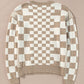 Checkered Print Drop Shoulder Round Neck Sweater