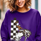 Cowboy Checkered Graphic Fleece Sweatshirts