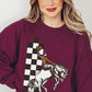 Cowboy Checkered Graphic Fleece Sweatshirts