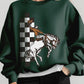 Cowboy Checkered Graphic Fleece Sweatshirts